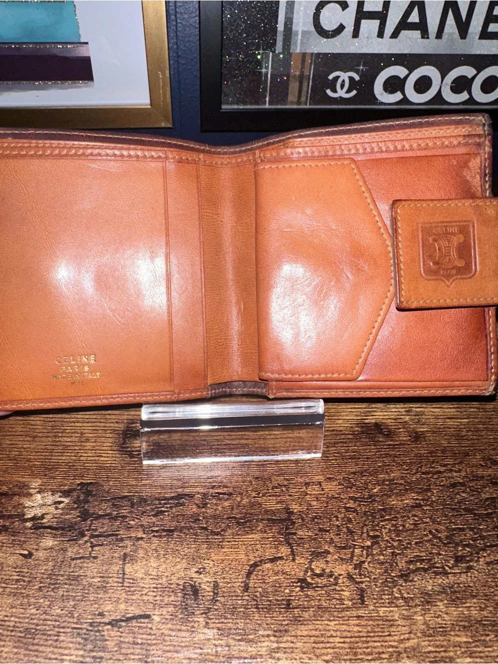 Celine Brown & Tan Logo Bifold Wallet